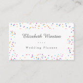 Elegante Kleurrijke Huwelijksconfetti Script Visitekaartje (Voorkant)