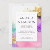 Elegante Kleurrijke Inkt Waterverf Abstracte Bruil Kaart (Voorkant)