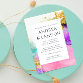 Elegante Kleurrijke Inkt Waterverf Abstracte Bruil Kaart