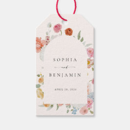 Elegante kleurrijke lente bloemen bruiloft cadeaulabel
