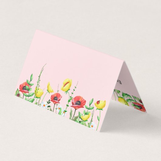 Elegante Kleurrijke Lente Bloemen Rand 2 Visitekaartje (Achterkant)