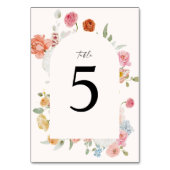 Elegante Kleurrijke Lente Bloemen Tafelnummer Kaar (Voorkant)