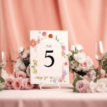 Elegante Kleurrijke Lente Bloemen Tafelnummer Kaar<br><div class="desc">Elegante lente bloemen tafel nummer kaart.</div>