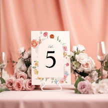 Elegante Kleurrijke Lente Bloemen Tafelnummer Kaar