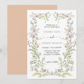 Elegante kleurrijke lente Wildflower bruiloft Kaart (Voorkant / Achterkant)