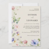 Elegante kleurrijke lente Wildflower bruiloft Kaart (Voorkant)