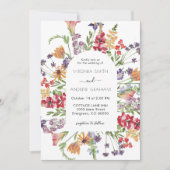 Elegante kleurrijke lente Wildflower bruiloft Kaart (Voorkant)