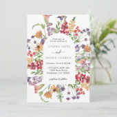 Elegante kleurrijke lente Wildflower bruiloft Kaart (Staand voorkant)