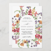 Elegante kleurrijke lente Wildflower bruiloft Kaart (Voorkant / Achterkant)
