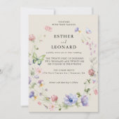 Elegante kleurrijke lente Wildflower bruiloft Kaart (Voorkant)