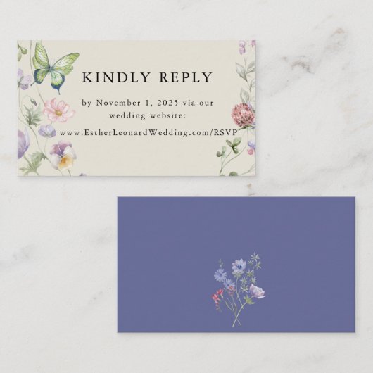 Elegante kleurrijke lente Wildflower bruiloft webs Informatiekaartje (Voorkant / Achterkant)