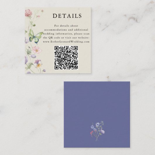 Elegante kleurrijke lente Wildflower QR Code Detai Informatiekaartje (Voorkant / Achterkant)