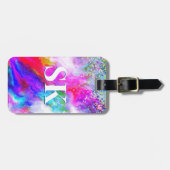 Elegante kleurrijke marmeren kunst glitter wit bagagelabel (Voorkant horizontaal)