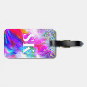 Elegante kleurrijke marmeren kunst glitter wit bagagelabel (Achterkant horizontaal)