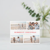Elegante kleurrijke Merry 4 foto collage kerst Briefkaart (Staand voorkant)