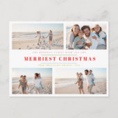 Elegante kleurrijke Merry 4 foto collage kerst Briefkaart (Voorkant)