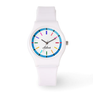 Elegante kleurrijke moderne minimalistische naam o horloge
