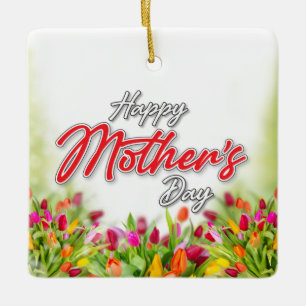 Elegante kleurrijke Moederdag ontwerp keramische v Keramisch Ornament