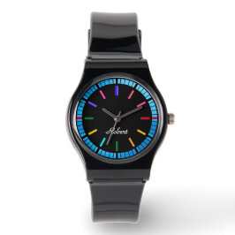 Elegante kleurrijke op zwarte minimalistische naam horloge