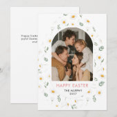 Elegante Kleurrijke Ovale Bloemrijke Pasen Familie Feestdagenkaart (Voorkant / Achterkant)