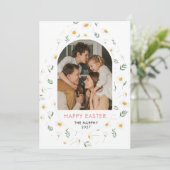 Elegante Kleurrijke Ovale Bloemrijke Pasen Familie Feestdagenkaart (Staand voorkant)