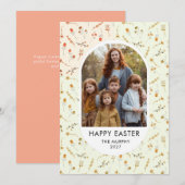 Elegante Kleurrijke Ovale Bloemrijke Pasen Familie Feestdagenkaart (Voorkant / Achterkant)