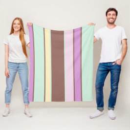 Elegante kleurrijke pastelstrepen roze groen bruin fleece deken