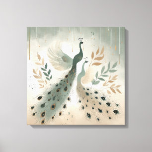 Elegante Kleurrijke Pauw Kunst – Boho Wilde Dieren Canvas Afdruk