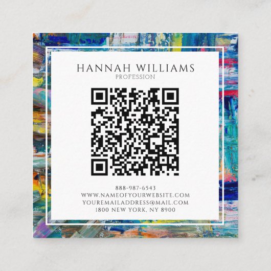 Elegante Kleurrijke QR Code Abstracte Patroonschil Vierkante Visitekaartje (Achterkant)