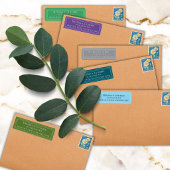 Elegante Kleurrijke Rand Aangepaste Bosgroen Etiket