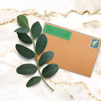 Elegante Kleurrijke Rand Aangepaste Bosgroen Etiket