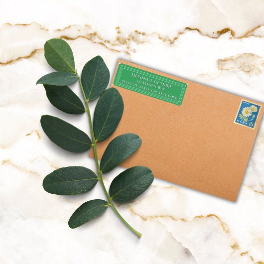 Elegante Kleurrijke Rand Aangepaste Bosgroen Etiket