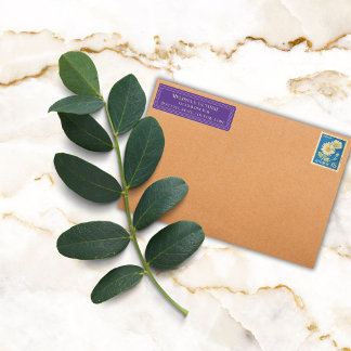 Elegante Kleurrijke Rand Aangepaste Paars Etiket