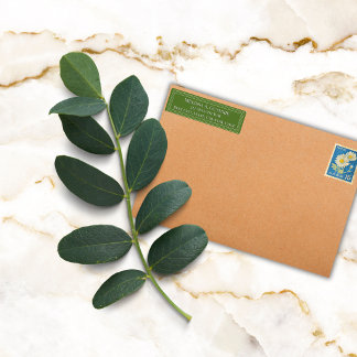 Elegante Kleurrijke Rand Persoonlijke Olijfgroen Etiket