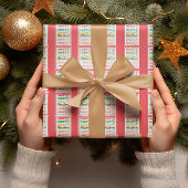 Elegante Kleurrijke Rode Gouden Sterren Vrolijke K Cadeaupapier