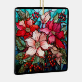 Elegante Kleurrijke Rode Kerstmis Poinsettias Keramisch Ornament (Rechts)