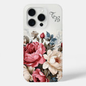 Elegante Kleurrijke Roze Rozen w/Monogram Case-Mate iPhone Case (Achterkant)