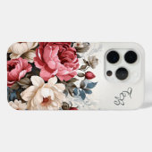 Elegante Kleurrijke Roze Rozen w/Monogram Case-Mate iPhone Case (Achterkant (horizontaal))
