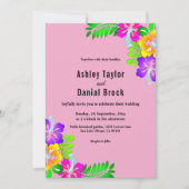 Elegante Kleurrijke Rozen Boho Roze Bloemenbruilof Kaart (Voorkant)