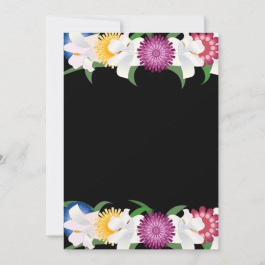 Elegante Kleurrijke Rozen Zwart Bloemen 50ste Verj Kaart (Achterkant)