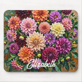 Elegante Kleurrijke Schildering van Dahlia Bloemen Muismat