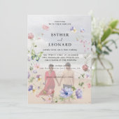 Elegante Kleurrijke Spring Wildflower Wedding Foto Kaart (Staand voorkant)