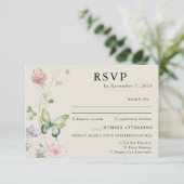 Elegante Kleurrijke Spring Wildflower Wedding RSVP Informatiekaartje (Staand voorkant)