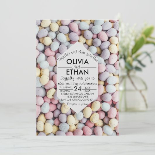 Elegante kleurrijke stenen moderne foto bruiloft kaart (Staand voorkant)