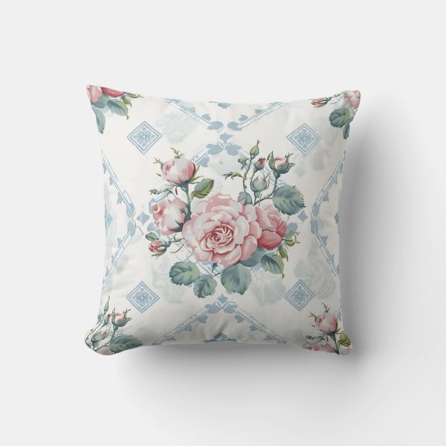 Elegante kleurrijke stijlvolle romantische bloemen kussen (Voorkant)