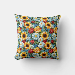 Elegante Kleurrijke Stijlvolle Romantische Bloemri Kussen
