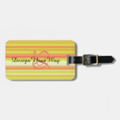 Elegante kleurrijke strepen Modern Monogrammed Bagagelabel (Voorkant horizontaal)