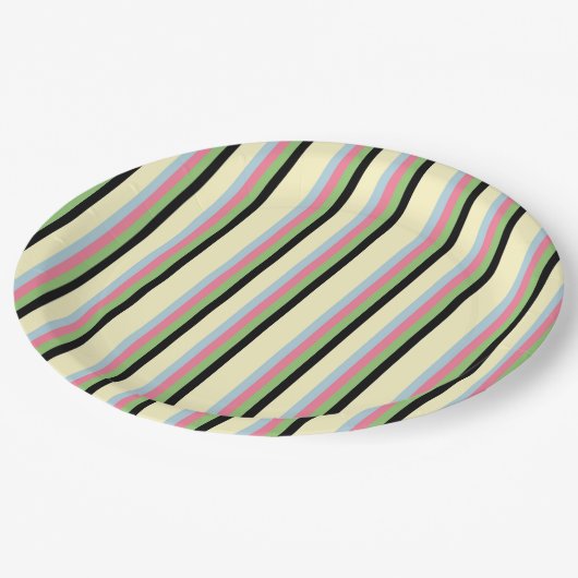 Elegante kleurrijke strepen Retro & Modern Girly Papieren Bordje (Gekanteld)