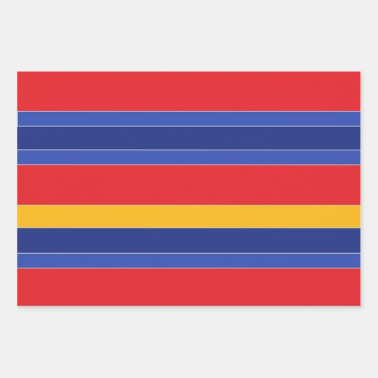 Elegante kleurrijke strepen, rood blauw, geel en z inpakpapier vel (Voorkant 3)