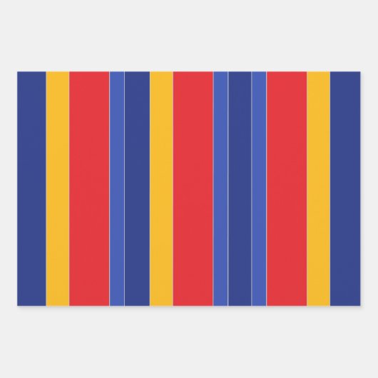 Elegante kleurrijke strepen, rood blauw, geel en z inpakpapier vel (Voorkant 2)